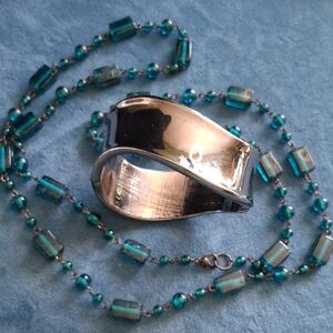 Blackened Silver Hinged Concave Cuff Bracelet. Beautiful Nwot